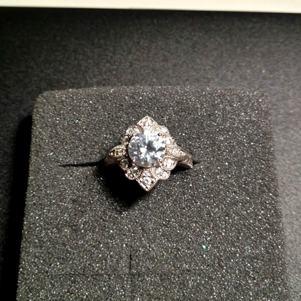 Victoria Wieck faux diamond sterling dinner ring